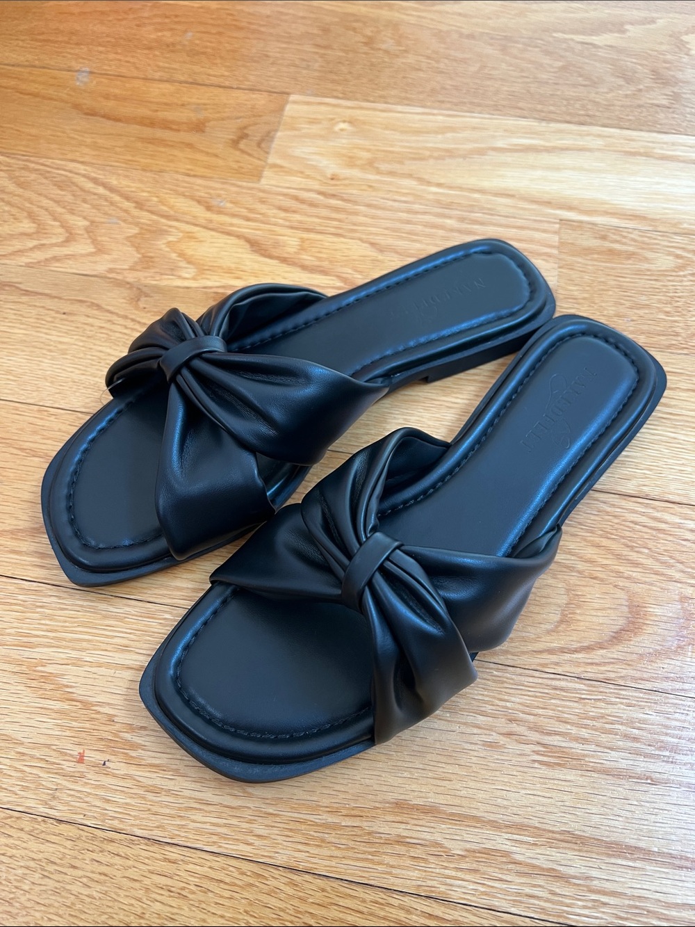Naked Feet Black Twisted Knot Slide Sandal